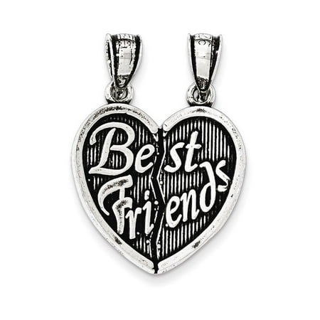 Sterling Silver Antiqued Best Friends Break Apart Heart