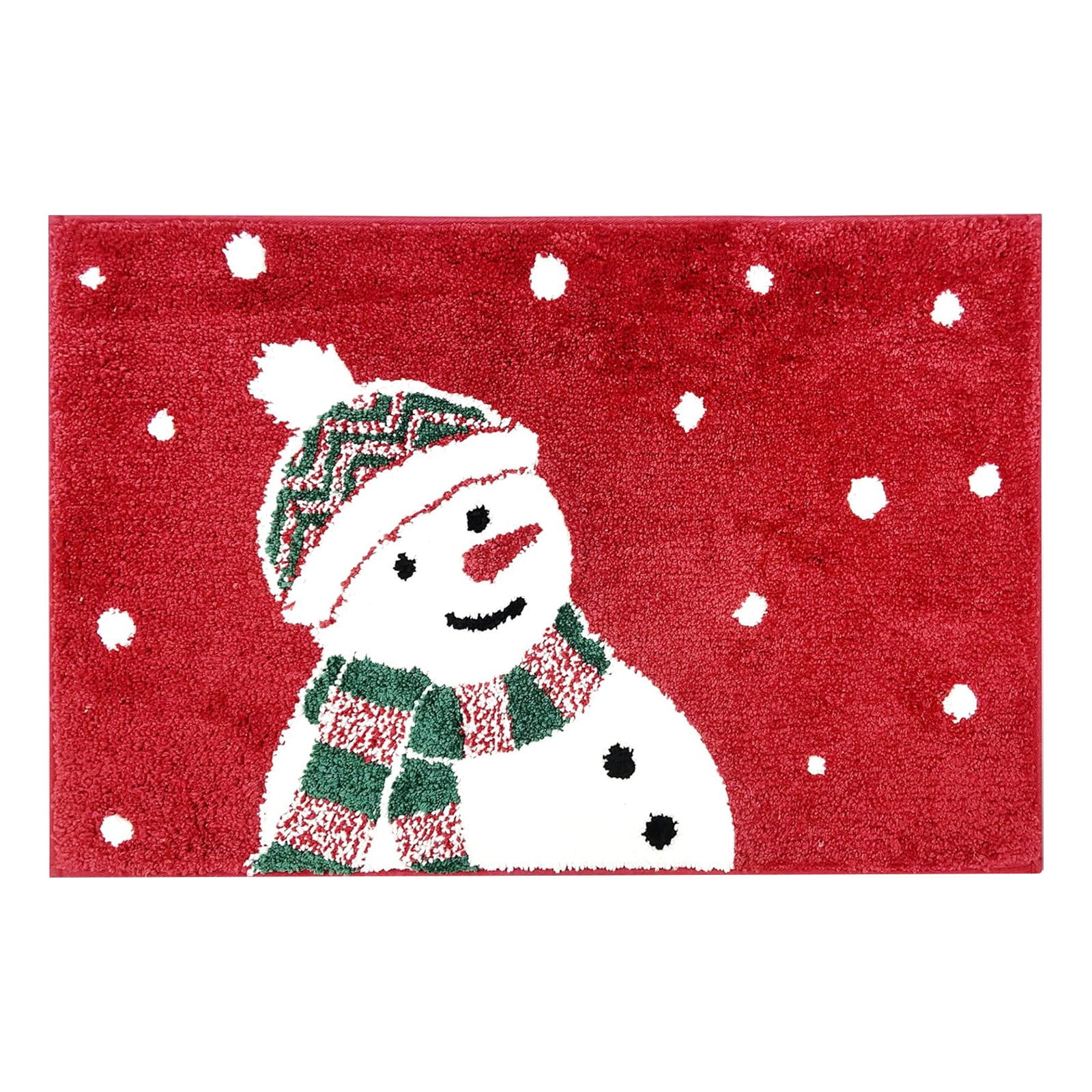 Christmas Bathroom Rugs 15.74*23.6INCHES,Non-Slip Rubber Back Machine Washable,Soft Absorbent Shaggy Xmas Bath Mat Rug Winter Themed Christmas Festive Bathroom Floor Mat