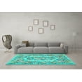 thumbnail image 3 of Ahgly Company Machine Washable Indoor Square Medallion Turquoise Blue French Area Rugs, 8' Square, 3 of 4