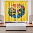 thumbnail image 2 of Ambesonne Summer Kitchen Curtains, Tropic Cartoon Flowers Waves, 55"x24", Mustard Vermilion Pink, 2 of 3