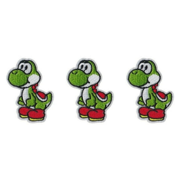 Super Mario Yoshi Character 2 Inches Tall Embroidered Iron On Patch Set of 3