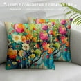 thumbnail image 3 of Autua Colorful Flowers Graphic Decorative Throw Pillow Cover Short Plush Spring Cushion Case 1PC 18x18in, 3 of 5