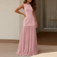 thumbnail image 5 of Women Midi Casual Dress, Elegant Pleated Sleeveless Long Dress, Midi Dress for Special Occasions, Pink - S, 5 of 5