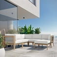 thumbnail image 2 of Lounge Sectional Sofa Set, Grey Gray Natural, Teak Wood, Outdoor Patio Balcony Cafe Bistro Garden Hospitality Restaurant, Modern Contemporary HB34467, 2 of 14