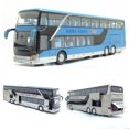 thumbnail image 4 of 1:32 Alloy Double Deck Bus Sound Light Metal Diecast Pull Back Simulation Luxury Sightseeing Bus Veh, 4 of 5