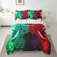 thumbnail image 2 of Erosebridal Boys Gaming Bedding Sets Queen Size, Red Honeycomb Comforter Sets with Sheets, Geometric Bedroom Decor, Reversible 7pcs, 2 of 5