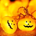 thumbnail image 1 of Yeacher 10FT 20LEDs Halloween String Lights Smiley Pumpkin Shaped Decorative Hanging Lights Waterproof LED Pumpkin Lights Battery Operated 2 Modes Pumpkin Spooky Lights, 1 of 8