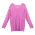 thumbnail image 6 of Odeerbi Winter Knit Sweaters for Women 2025 Solid Color Loose V Neck Sweater Single Breasted Sweater Tops Cardigan Coat Hot Pink, 6 of 7