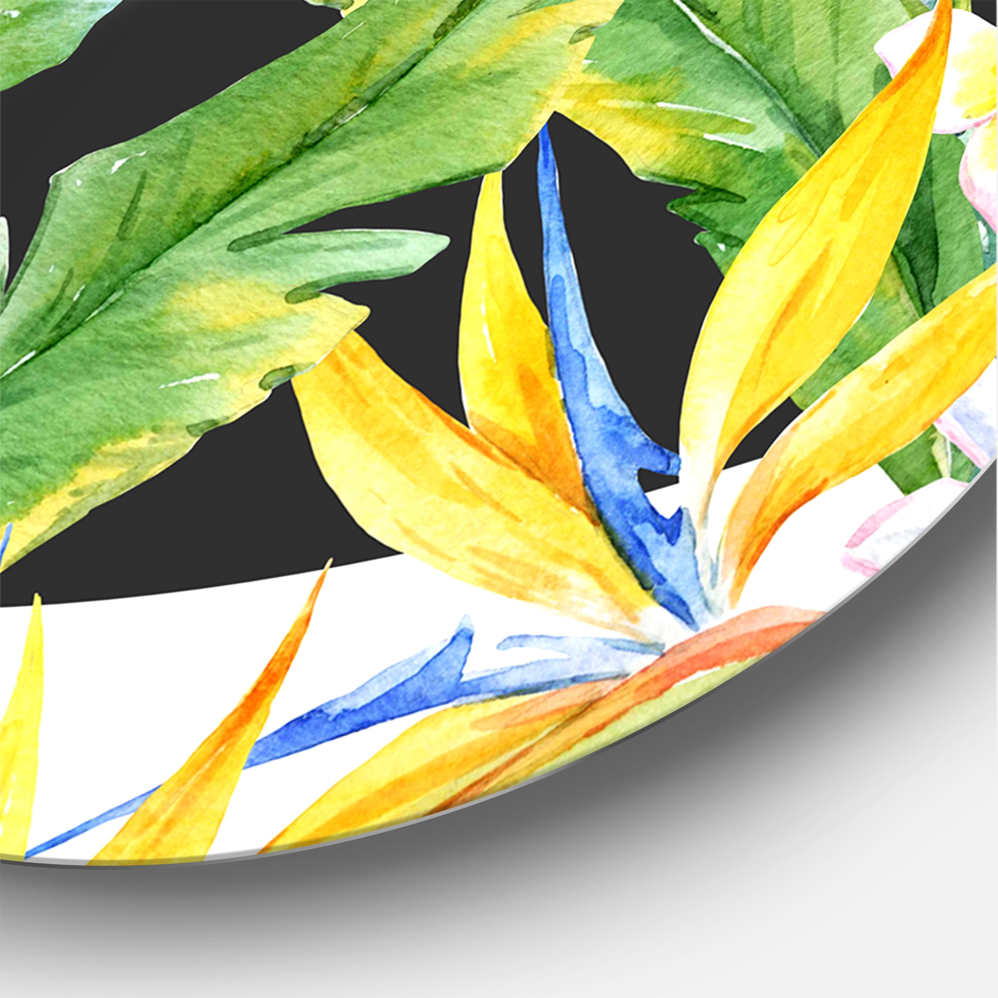 Designart 'Yellow Flowers and Tropical Foliage IV' Modern Circle Metal Wall Art 11x11 - Disc of 11