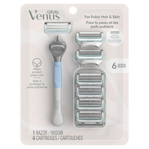 Rasoir Gillette Venus pour la peau et les poils pubiens, pour femmes, manche + de rechange 6CT