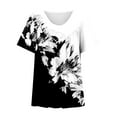 thumbnail image 4 of Black and Friday Discounted Items under $5 GaThRRgYP Plus Size Tops Short Sleeve,Women Plus Size Short Sleeves V-Neck Print Blouse Pullover Short Sleeve Blouses Black M, 4 of 6
