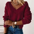 thumbnail image 2 of Arlun Fashion Warm Sweaters for Women V-Neck Long Sleeve Classic Soft Pullover Sweater Loose Fit Comfortable Casual Solid Color 2025 Fall Winter Tops XL, 2 of 6