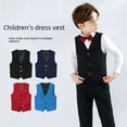 thumbnail image 1 of Chaleco de traje informal para niños, chaleco negro de estilo universitario para niños, ropa de clase, chaleco para niños pequeños, conjunto de Color sólido, 1 of 5
