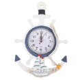 thumbnail image 1 of 2026 Anchor Clock Beach Sea Theme Nautical Ship Wheel Rudder Steering Wheel Decor Wall Hanging Decoration, 1 of 2