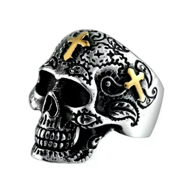 GKNET Stainless Steel Big Mens Gothic Biker Skull Ring For Men Size 7-13-13