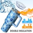 thumbnail image 5 of OBREWU Blue Dog Paw Footprint Tumbler with Handle and Lid,Blue Dog Paw Footprint 40oz Double Wall Vacuum Insulated Tumbler,Cups Gift for Women and Men, 5 of 7