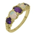 thumbnail image 1 of LBG British Made 9k Yellow Gold Natural Amethyst & Opal Womens Promise Ring - 33 size options - Size 8.75, 1 of 6