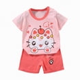 thumbnail image 4 of TOWED22 Toddler Kids Girl Boy 2 Piece Print Short Sleeve Cotton T-Shirt Tee Casual Pull on Shorts Set Outfits(Watermelon Red,6-12 M), 4 of 4