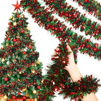 Christmas Tinsel 5pcs Metallic Twist Garland Red Green Merry Christmas Decorations Strip Ribbon Garland Xmas Party Supplies