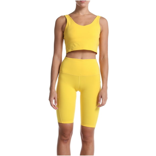 Pantalones de yoga de cinco puntos para correr con cintura alta y bolsillo puro para mujer Fridja fhjkhfk460885