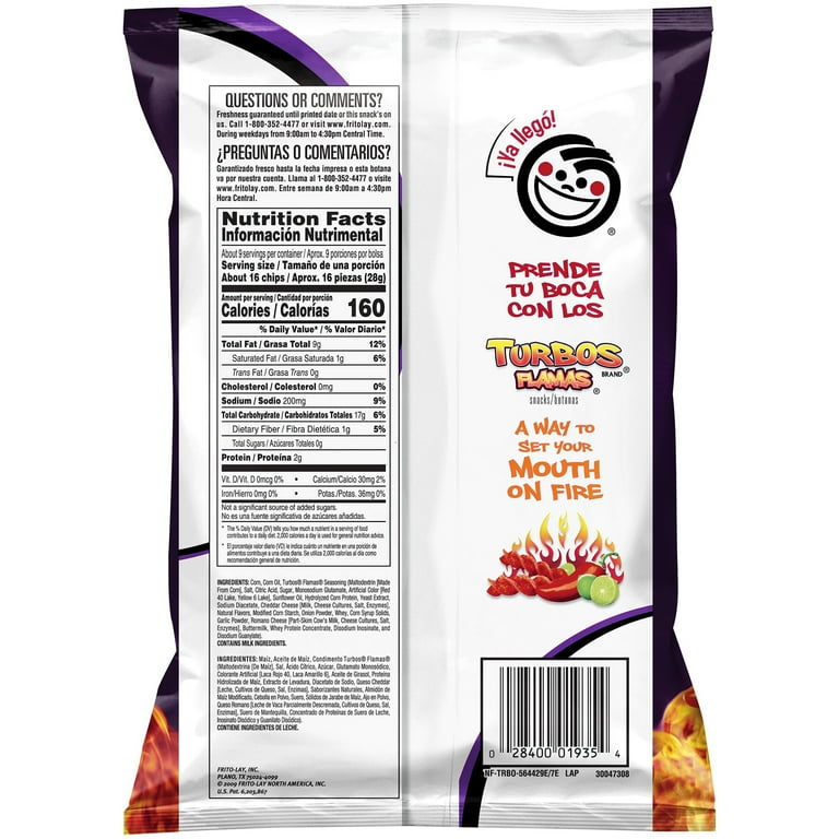 Sabritas Turbos Flamas Flavored Corn Chips Puffed Snacks,, 41 OFF