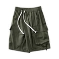 thumbnail image 5 of HOOMEUMY Mens Cargo Shorts Lightweight Solid Color Summer Comfy Elastic Waist Baseball Basketball Short Pants with Pockets Army Green XXXL, 5 of 9