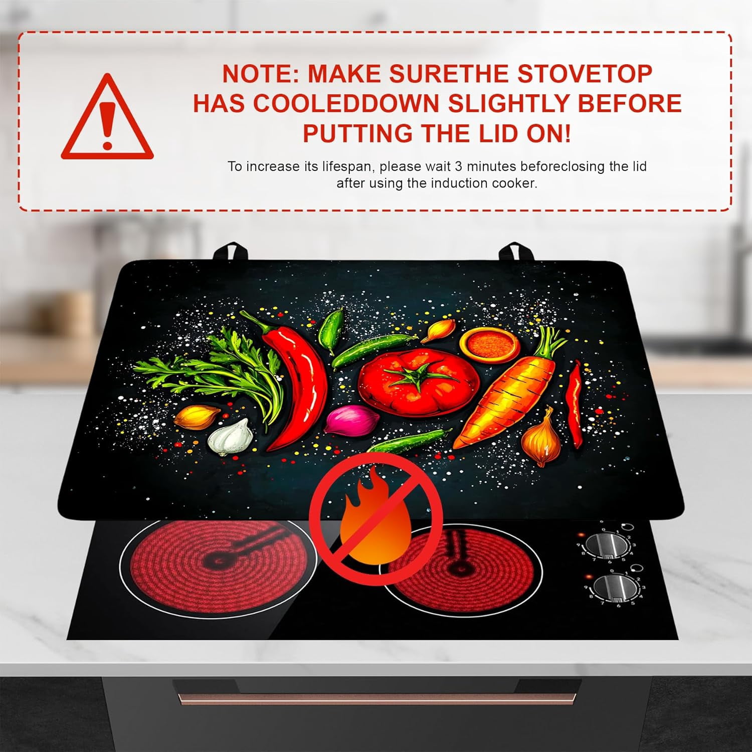 Stove Top Cover Flower Gas Stove Top Cover for Home Decoration Kitchen Pad Non-Stick Washable Cooktop Covers Countertop Protector Keep Stove Clean (Vegetable, 28L"x20W")