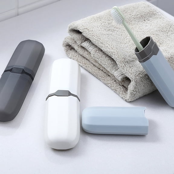 Travel Toothbrush Case Box Plastic Portable Toothbrush Holder Capsule Oran Denture Care Container Denture Brush Case Toothpaste Storage Box for Travel Camping Business
