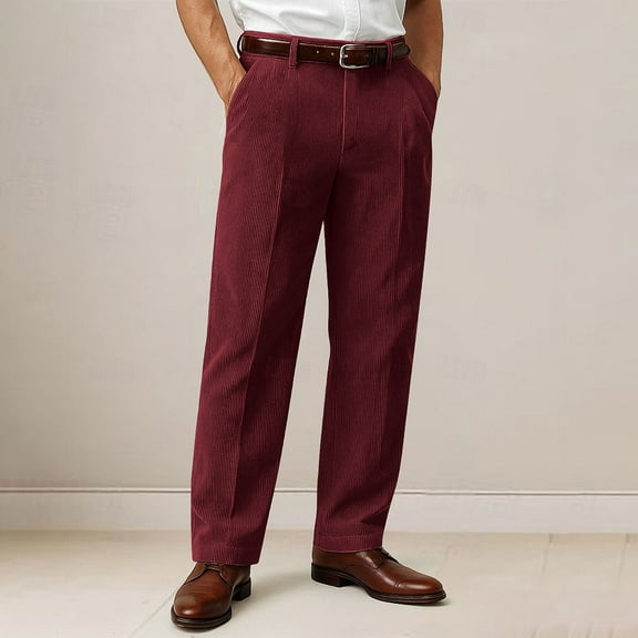 Yaoyar Men's Fashion Corduroy Solid Color Button Pocket Casual Trousers Long Pants