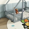 thumbnail image 5 of Jopath Twin Size Floor Bed Frame Montessori Bed with House-Shaped Floor Bed with Fence, Guardrails for Kids,Boys,Girls Grey, 5 of 10