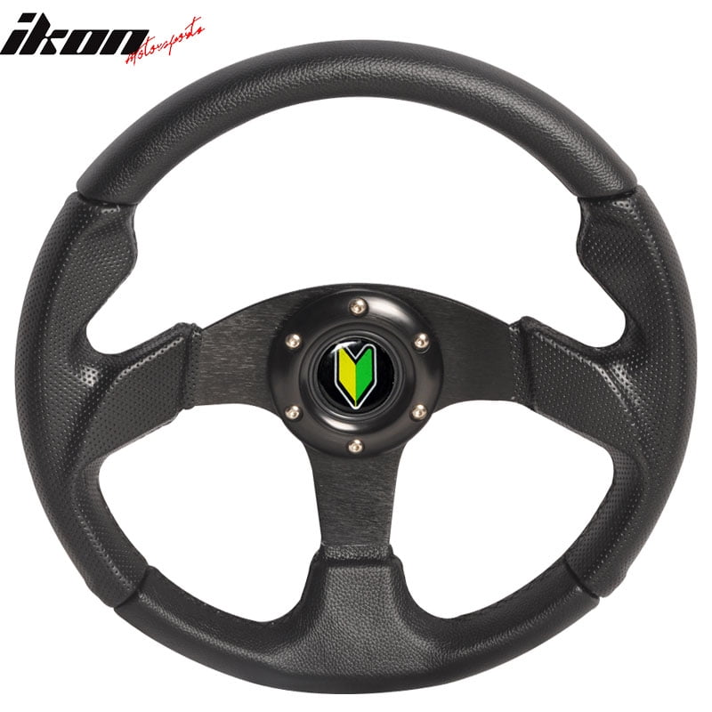 Universal 6 Bolt Hole 320MM 3 Spokes PVC Leather Black Nos Button Steering Wheel Jdm Godsnow Button