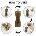 thumbnail image 5 of Wooden Pepper Grinder 5.5" Adjustable Coarseness Salt Mills Shakers for Cooking Dining Walnut Color, 5 of 7