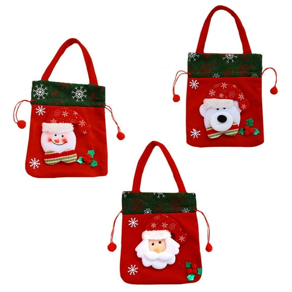 Masteelf 3 Pcs Baby Self Christmas Candy Bag Candy Wrapping Bags 22.5x19.5x1cm Red