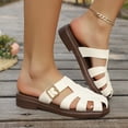 thumbnail image 5 of Hopeusnice Women's Slippers Non-Slip Breathable Flat Heel Closed-Toe Sandals Trendy Soft PU Materials Summer And Fall Shoes Round Toe Shoes for Beach Round Toe Arch Support Shoes White 39, 5 of 6