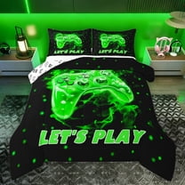 Manfei Kids Gamepad Controller Bedding Comforter Set,Console Video Game Twin Comforter Sets,Green Polka Dots Bedding Set For Boys,Luxury Bedroom Decor Reversible,2-Piece