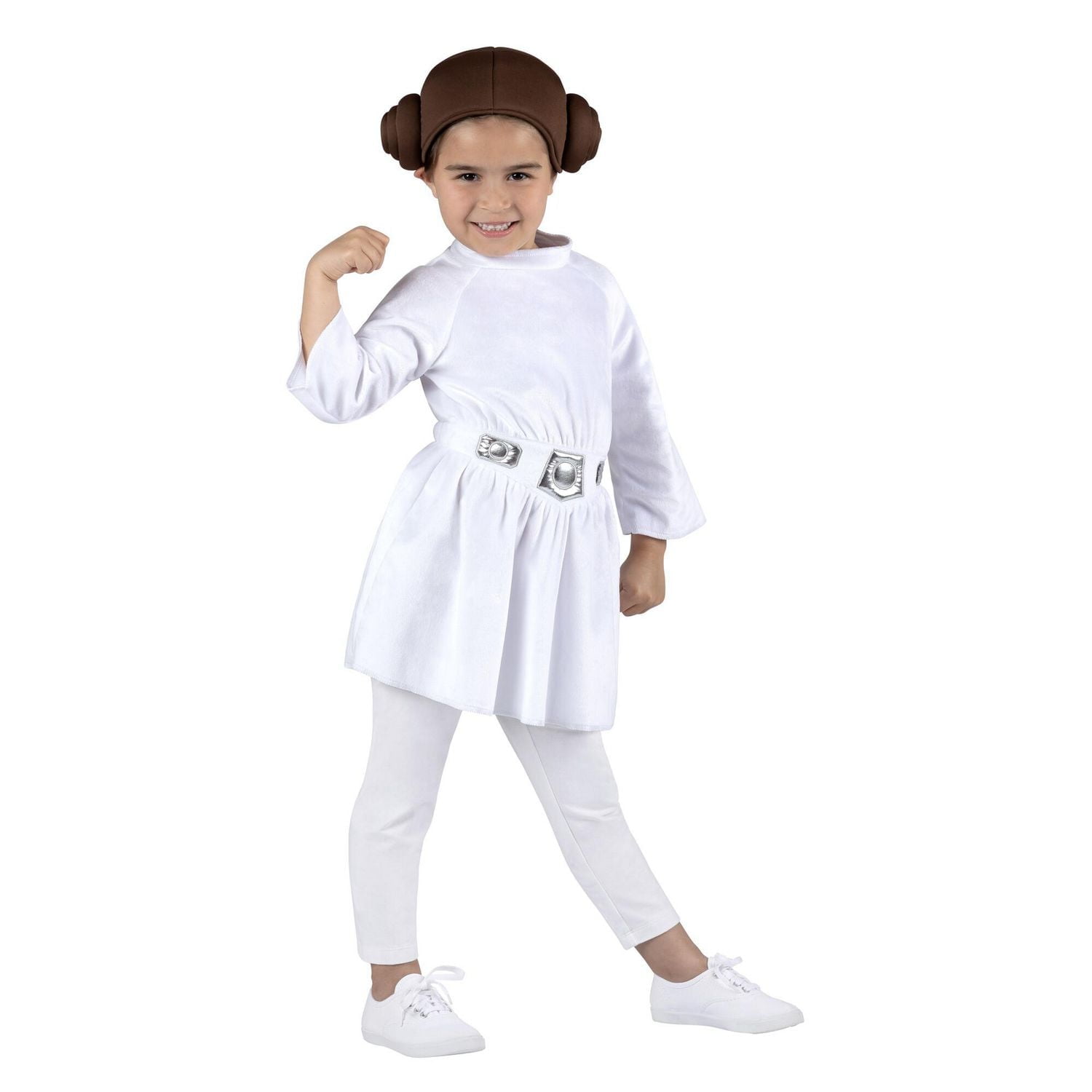 STAR WARS Costume de Princesse Leia pour Enfant - Robe et Ceinture en Tissu avec Coiffe en Tissu