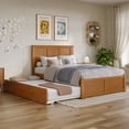 thumbnail image 2 of AFI Madison Full Wood Platform Bed with Footboard and Twin Trundle, Light Toffee, 2 of 14