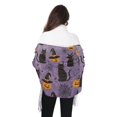 thumbnail image 4 of FORMRS Womens Scarf Winter Soft Long Big Warm Shawls Wrap Tassel Scarves, Purple Halloween Black Cat, 4 of 9