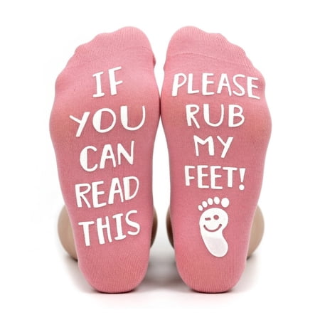 Funny Novelty Cozy"If you can read this, Please Rub My Feet" Socks by Silly Obsessions. Fun cotton cozy socks for women. Great Birthday Gift Idea for Wife, Mom, Girlfriend, Graduation