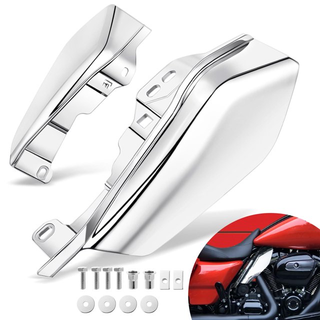 Benlari Deflectores de aire de marco medio cromado Deflector de escudos térmicos 2009-2024 Compatible para Harley Davidson Touring Street Glide Road Glide Electra Glide Road King Ultra Limited Tri Gli