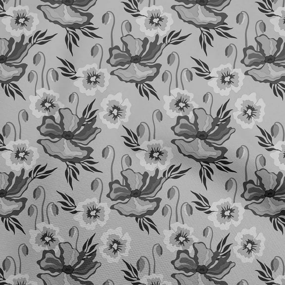 oneOone Polyester Spandex Gray Fabric Floral Retro Sewing Fabric By The Yard Printed Diy Clothing Sewing Supplies 56 Inch Wide