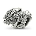 thumbnail image 5 of The Black Bow Sterling Silver Antiqued Double Flower Bead Charm, 5 of 8