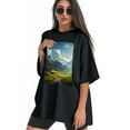thumbnail image 3 of Plus Size Shirt for Women Black Tops for Women Short Sleeves Shirt for Women Mountainous (18) T Shirt Crewneck Shirt for Women 5XL, 3 of 5