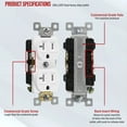 thumbnail image 4 of ENERLITES, White Duplex Receptacle, Tamper-Resistant, Commercial Grade Outlet, 3-Wire, Self-Grounding, 2-Pole, 20A 125V, UL Listed, 62040-TR-W, 4 of 5