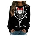 thumbnail image 3 of WEAIXIMIUNG Robe Chandail en Molleton Manches Courtes Femme Velours Chandail en Molleton de Noël Mignon Col Rond Chandail avec Imprimé Mode Vacances Sans Capuche, 3 of 7