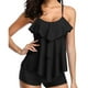 thumbnail image 1 of Trajes de baño Tankini para mujer Top Tankini con volantes en capas y pantalones cortos Trajes de baño de dos piezas Adepaton  HMHZ323-22, 1 of 5