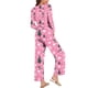 thumbnail image 3 of Puntoco Conjunto de pijama de moda para mujer con estampado navideño, cuello doblado, mangas largas, cintura elástica y pantalones, 3 of 3