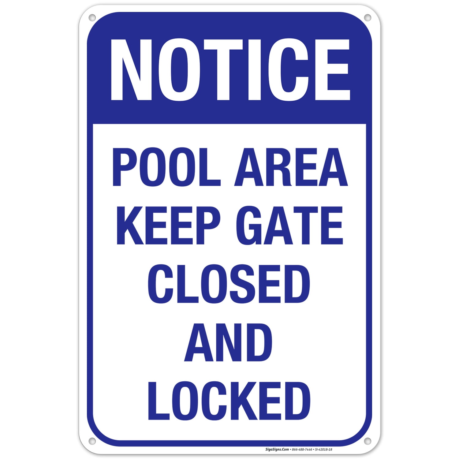 Pool Area Sign, Keep Gate Closed and Locked Sign, Pool Sign, - Walmart.com