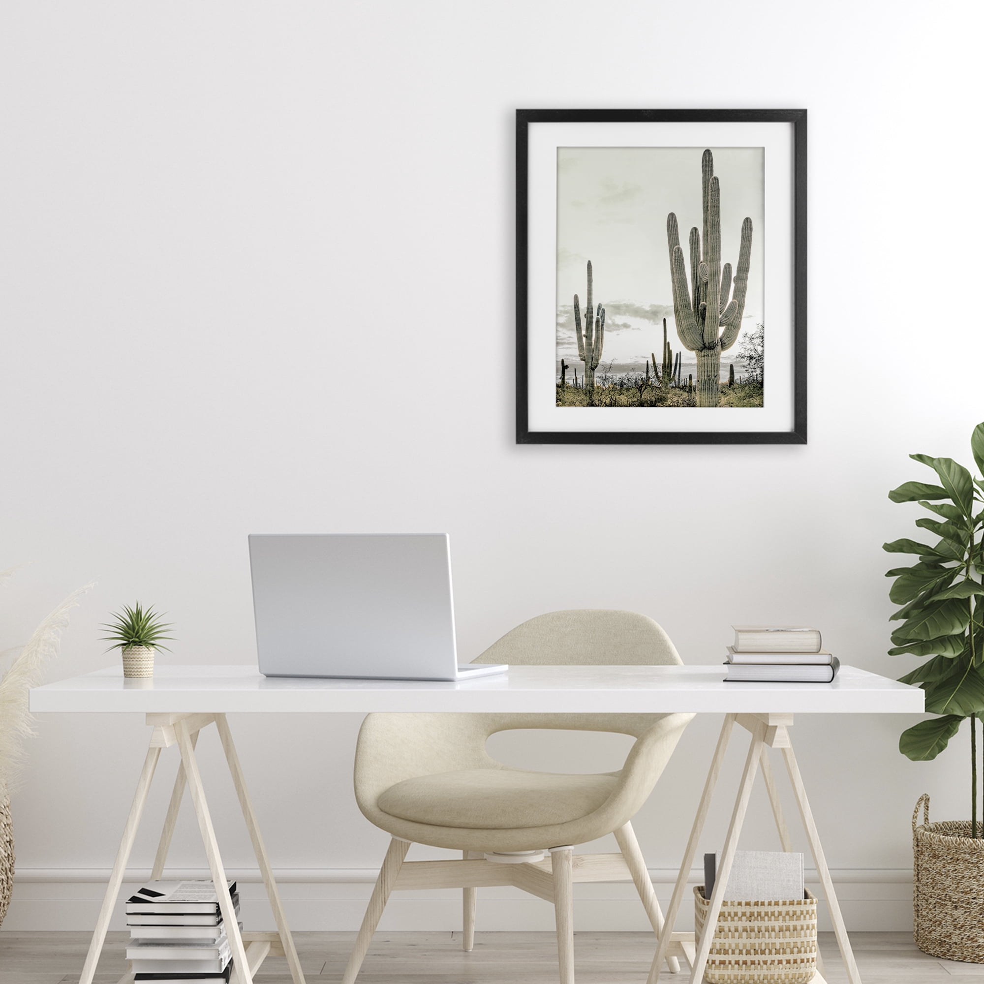 Stupell Industries Subdued Desert Cacti Black Framed Print Under Glass, design by Kim Allen