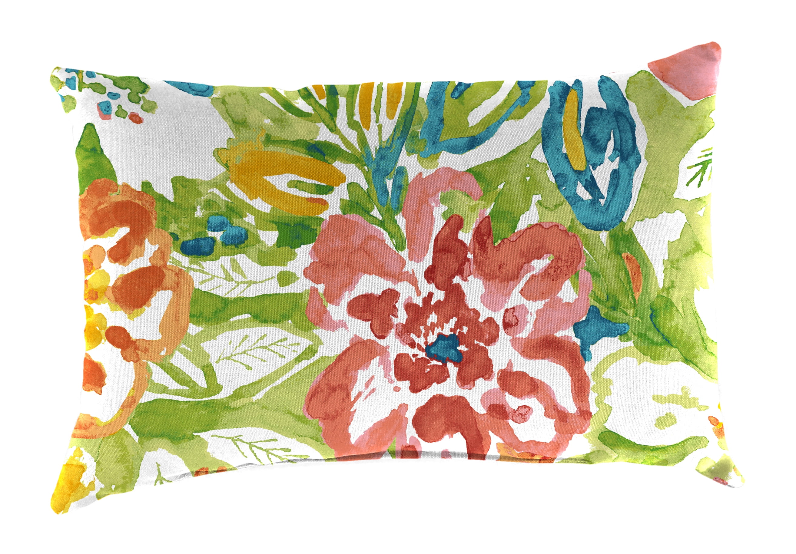 Jordan Manufacturing 12" x 18" Sun River Garden Multicolor Floral Rectangular Outdoor Lumbar Throw Pillow (2 Pack)